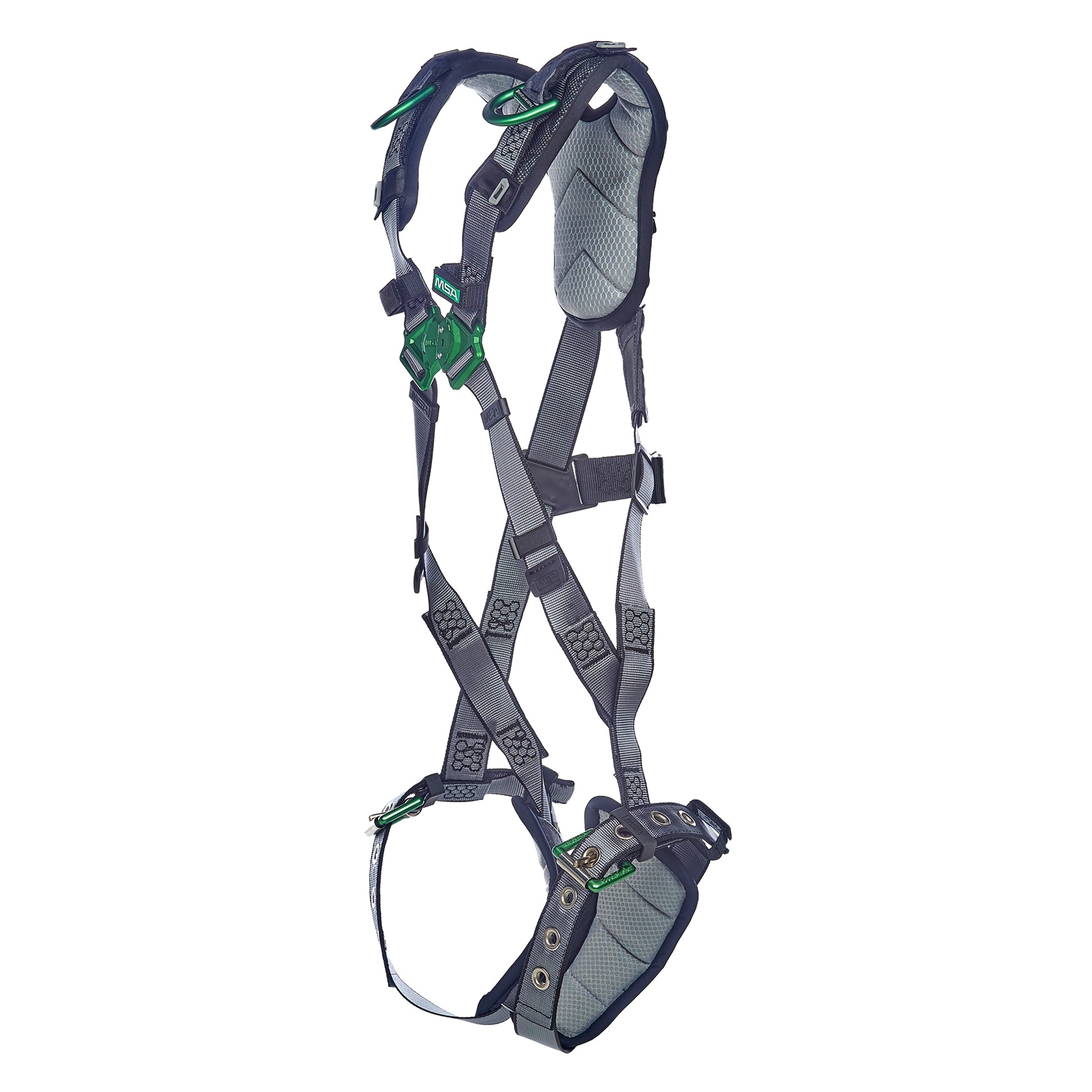 MSA V-FIT Harness w/Back & Shoulder D-Rings - Tongue Buckle Leg Straps - Shoulder & Leg Padding - Super Extra Large - 10195030
