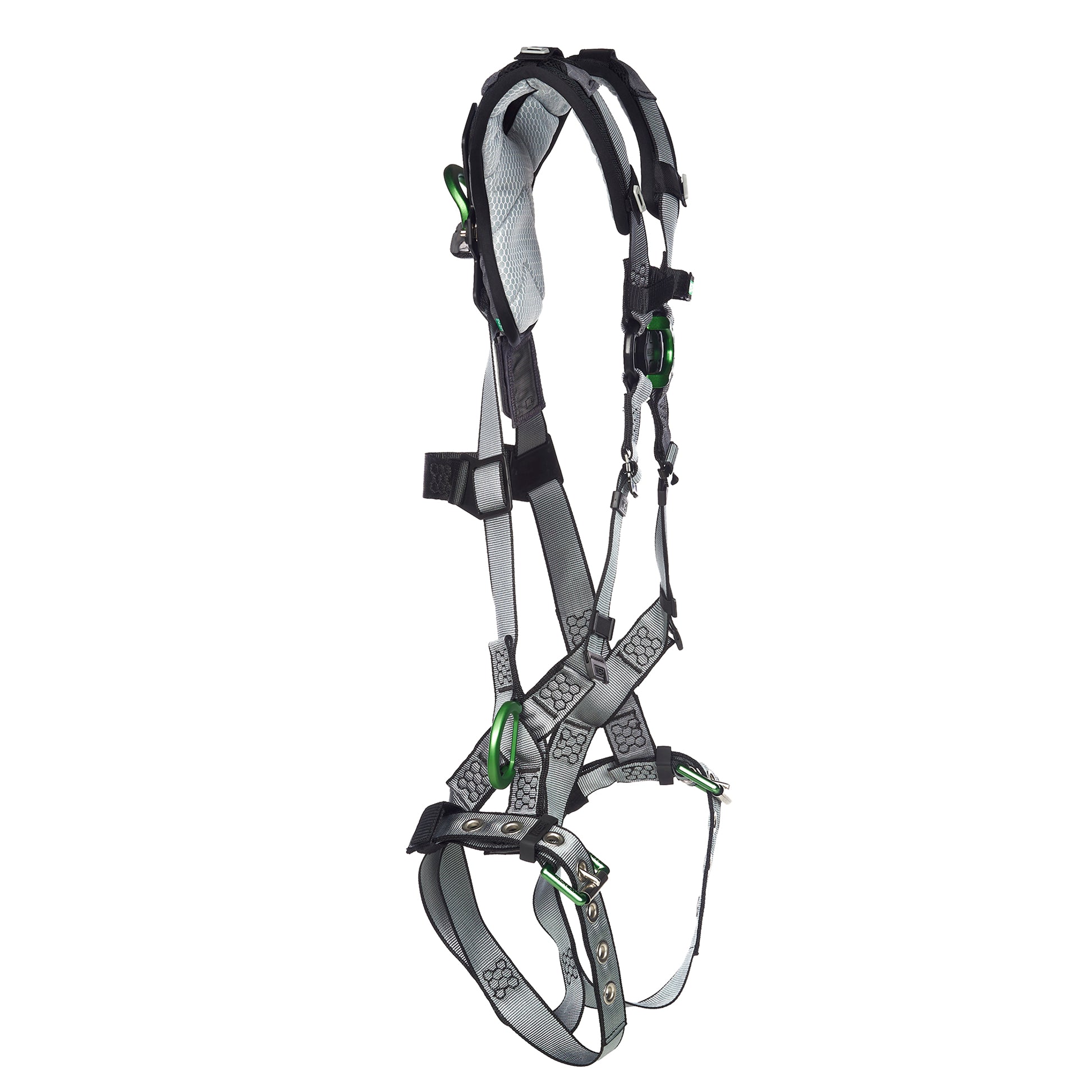 MSA V-FIT Harness w/Back, Front & Side D-Rings - Tongue Buckle Leg Straps - Shoulder Padding - Extra Small - 10194896