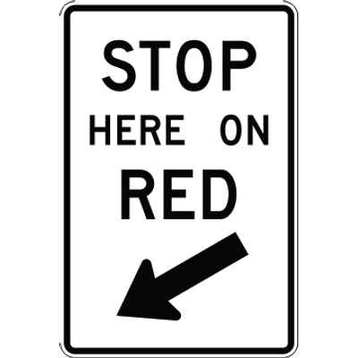 STOP HERE ON RED - REGULATORY TRAFFIC SIGN - STOP HERE ON RED - REGULATORY TRAFFIC SIGN, 36X24, Aluminum (.080) EGP Reflective