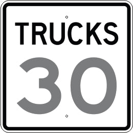 TRUCKS SPEED LIMIT AVAILABLE IN INCREMENTS OF 5 FROM 5-55 - REGULATORY TRAFFIC SIGN