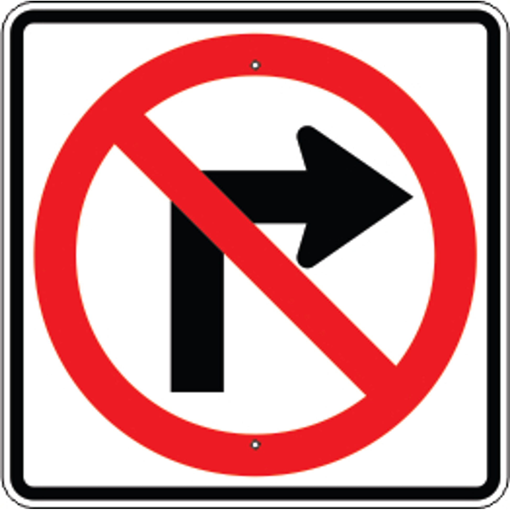 NO RIGHT TURN SYMBOL - REGULATORY TRAFFIC SIGNS - NO RIGHT TURN SYMBOL - REGULATORY TRAFFIC SIGNS, 30X30, Aluminum (.080) EGP Reflective