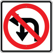 NO LEFT OR U TURN SYMBOL - NO LEFT OR U TURN SYMBOL , 30X30, Aluminum (.080) EGP Reflective