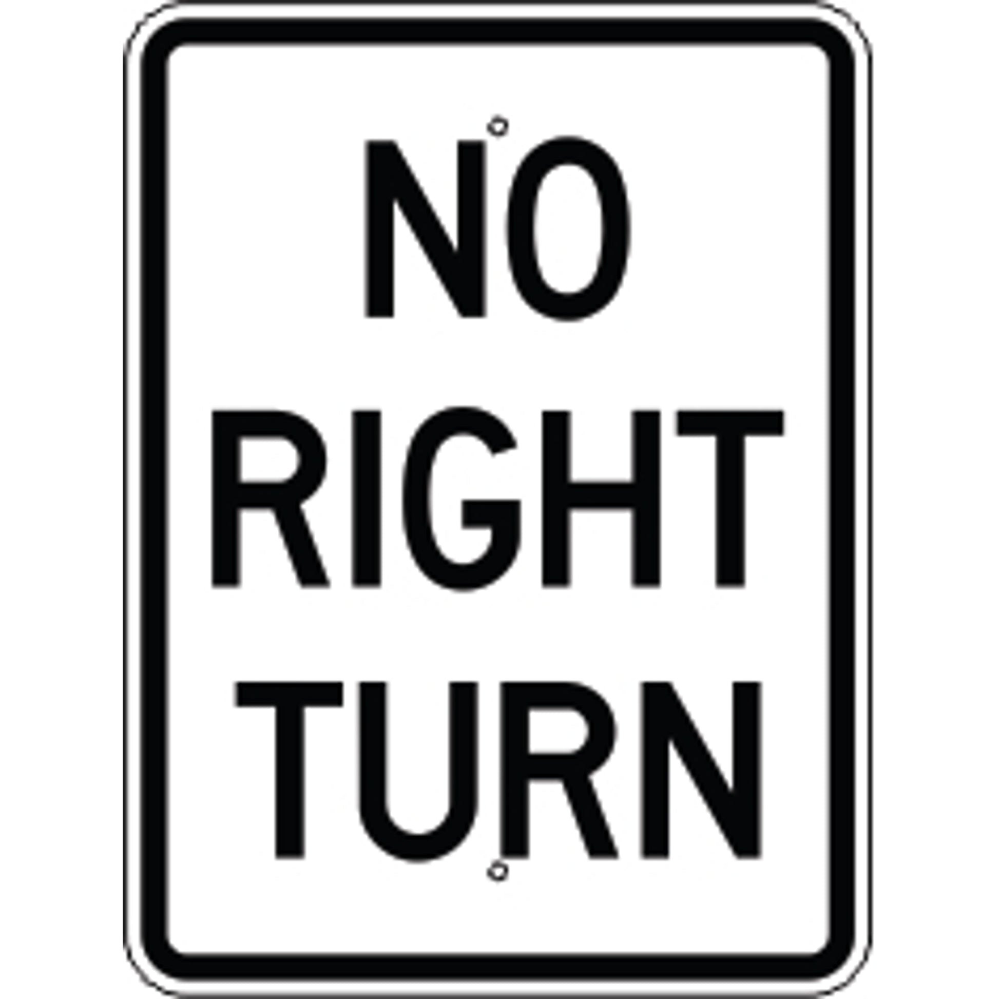 NO RIGHT TURN - NO RIGHT TURN , 24X18, Aluminum (.080) HIP Reflective