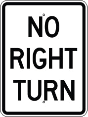 NO RIGHT TURN - REGULATORY TRAFFIC SIGN