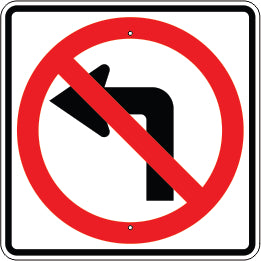 NO LEFT TURN SYMBOL - REGULATORY TRAFFIC SIGNS