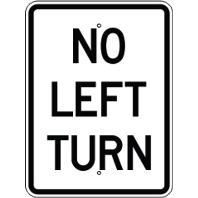 NO LEFT TURN - NO LEFT TURN, 24X18, Aluminum (.080) HIP Reflective