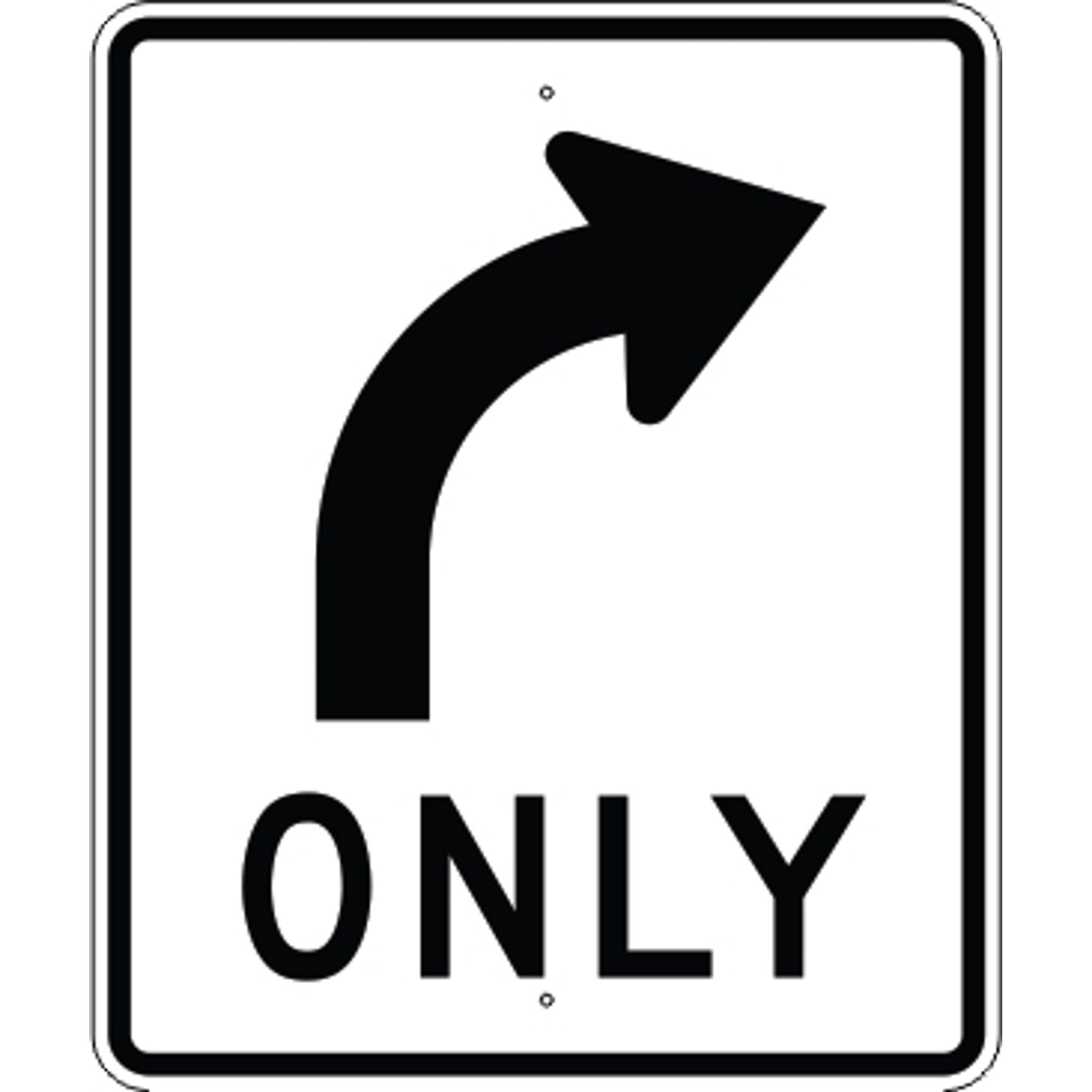 RIGHT ARROW ONLY - REGULATORY TRAFFIC SIGN - RIGHT ARROW ONLY - REGULATORY TRAFFIC SIGN, 36X30, Aluminum (.080) EGP Reflective