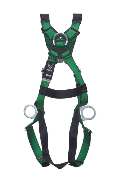 MSA V-FORM Harness w/Back, Front & Side D-Rings - Qwik-Fit Leg Straps Quick Connect Chest Buckle - Standard - 10206082