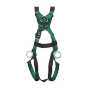 MSA V-FORM Harness w/Back, Front & Side D-Rings - Qwik-Fit Leg Straps Quick Connect Chest Buckle - Super Extra Large - 10206084
