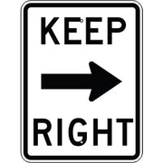 KEEP RIGHT ARROW RIGHT - KEEP RIGHT ARROW RIGHT , 24X18, Aluminum (.080) EGP Reflective