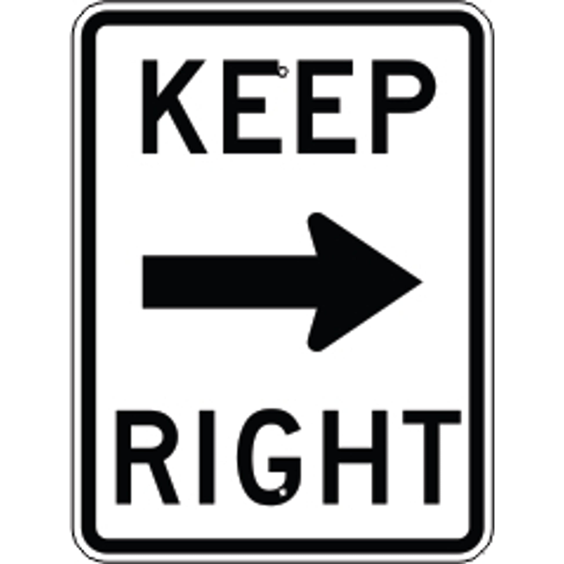 KEEP RIGHT ARROW RIGHT - KEEP RIGHT ARROW RIGHT , 24X18, Aluminum (.080) EGP Reflective
