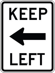 KEEP LEFT WITH ARROW - REGULATORY TRAFFIC SIGN