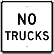 NO TRUCKS - REGULATORY TRAFFIC SIGNS - NO TRUCKS - REGULATORY TRAFFIC SIGNS, 24X24, Aluminum (.080) EGP Reflective