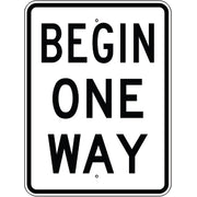 BEGIN ONE WAY - REGULATORY TRAFFIC SIGN - BEGIN ONE WAY - REGULATORY TRAFFIC SIGN, 30X24, Aluminum (.080) EGP Reflective