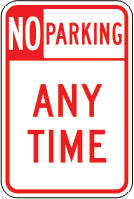 NO PARKING (BOX) ANY TIME - PARKING CONTROL SIGNS