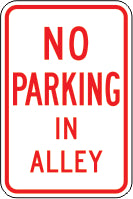 NO PARKING IN ALLEY - PARKING CONTROL SIGNS