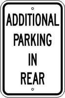 ADDITIONAL PARKING IN REAR - PARKING CONTROL SIGN