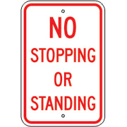 NO STOPPING OR STANDING -  PARKING CONTROL SIGN - NO STOPPING OR STANDING -  PARKING CONTROL SIGN, 18X12, Aluminum (.080) EGP Reflective