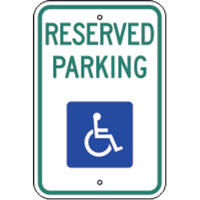 RESERVED PARKING PICTO - HANDICAPPED PARKING SIGN - RESERVED PARKING PICTO - HANDICAPPED PARKING SIGN, 18X12, Aluminum (.080) EGP Reflective