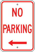 NO PARKING LEFT ARROW - PARKING CONTROL SIGNS