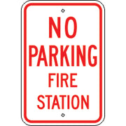 NO PARKING FIRE STATION -  PARKING CONTROL SIGN - NO PARKING FIRE STATION -  PARKING CONTROL SIGN, 18X12, Aluminum (.080) EGP Reflective