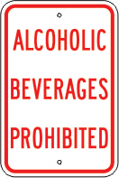 ALCOHOLIC BEVERAGES PROHIBITED - PARKING CONTROL SIGN