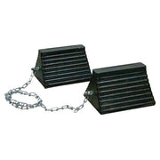 Wheel Chock - General Purpose - Rubber - 10" X 8" X 6" - Ribbed - Pyramid - Eyebolt - Chained Pair - Black - RC815-CP