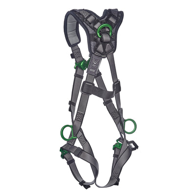 MSA V-FIT Harness w/Back, Side and Shoulder D-Rings - Quick-Connect Leg Straps - Shoulder Padding - Extra Large - 10194886