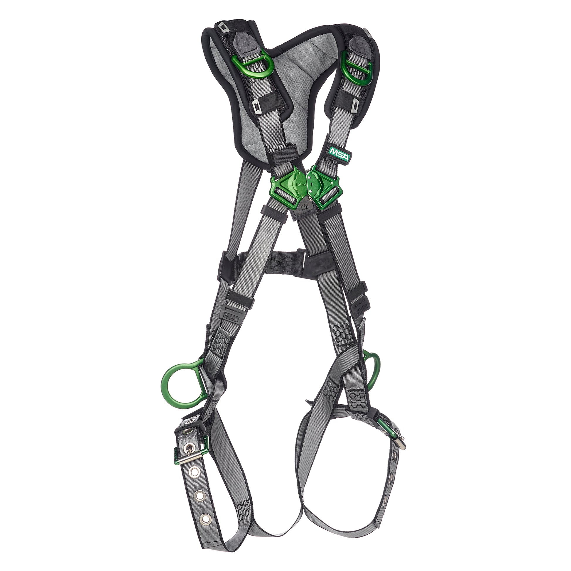 MSA V-FIT Harness w/Back, Side and Shoulder D-Rings - Tongue Buckle Leg Straps - Shoulder Padding - Standard - 10194941