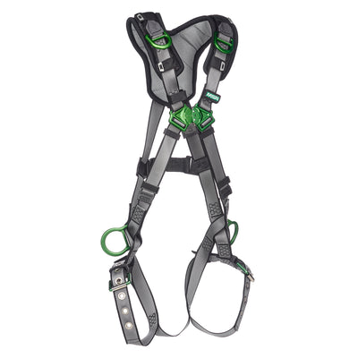 MSA V-FIT Harness w/Back, Side and Shoulder D-Rings - Tongue Buckle Leg Straps - Shoulder Padding - Super Extra Large - 10194943