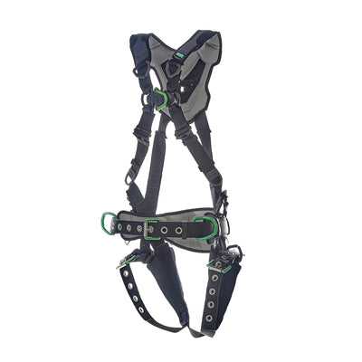 MSA V-FLEX Construction Harness w/Back, Front & Side D-Rings - Tongue Buckle Leg Straps - Extra Large - 10211348
