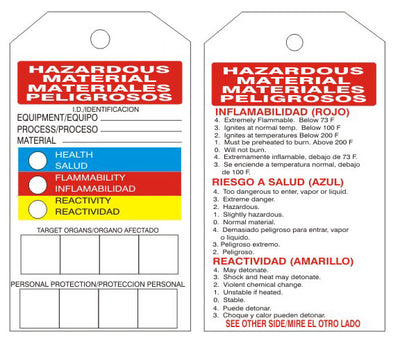 HAZARDOUS MATERIAL TAG BILINGUAL