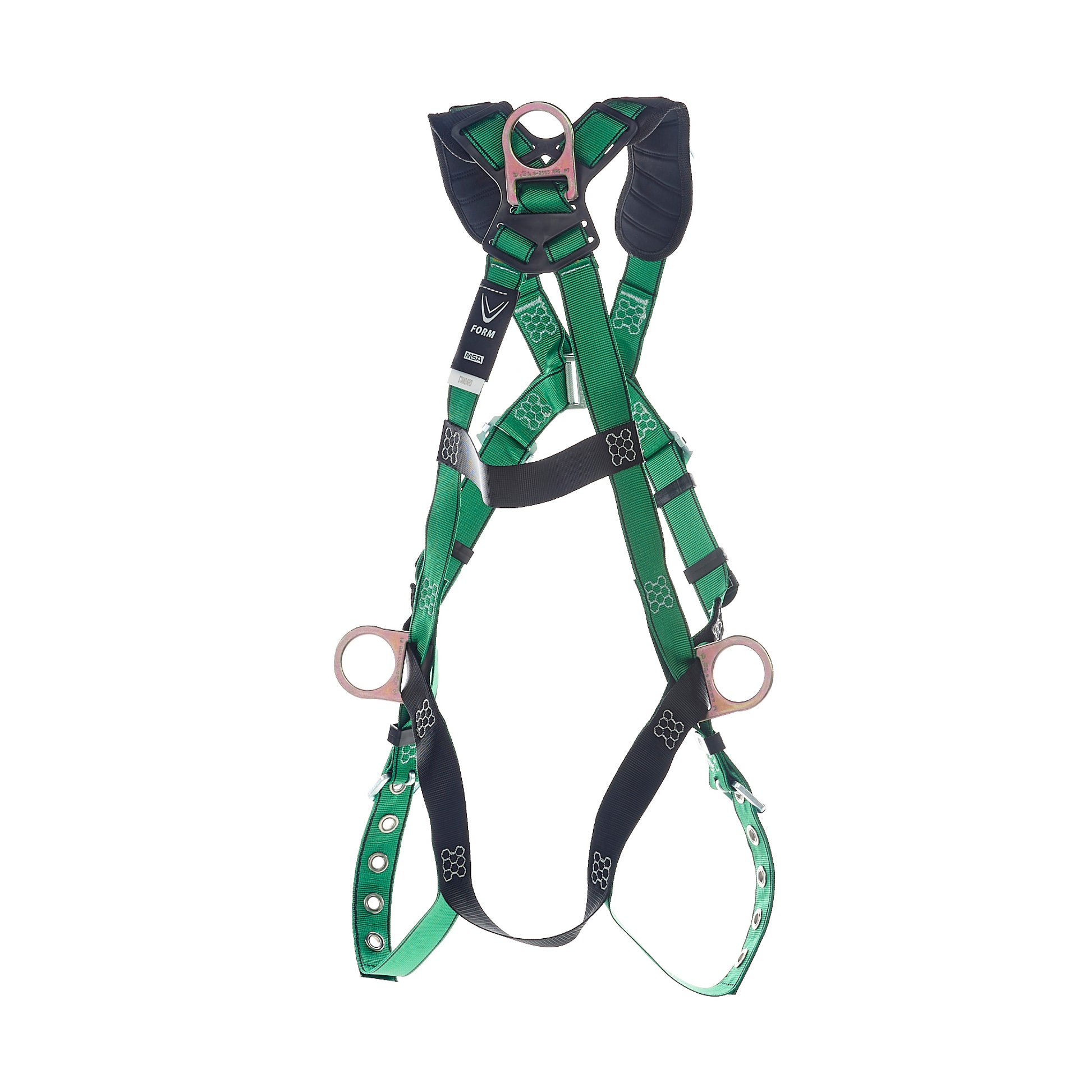 MSA V-FORM Harness w/Back, Front, Side & Shoulder D-Rings - Tongue Buckle Leg Straps Quick Connect Chest Buckle - Extra Large - 10206075