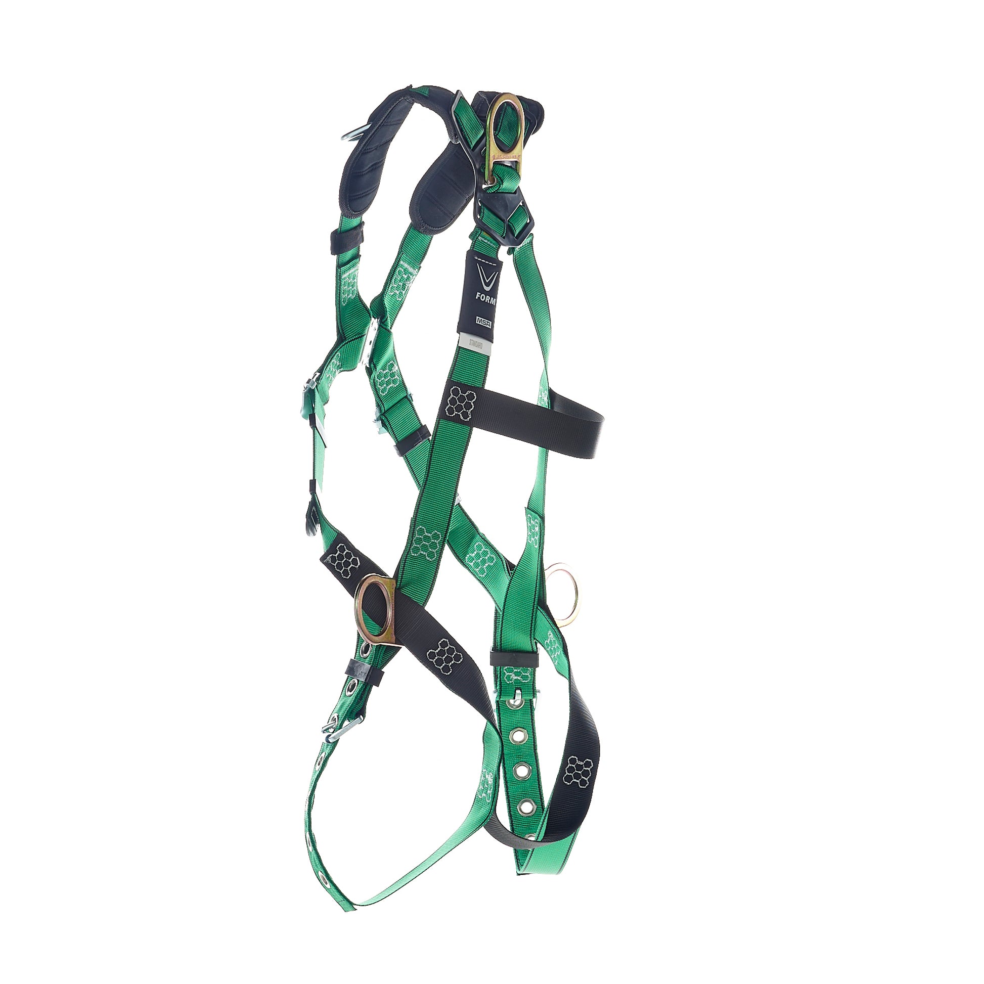 MSA V-FORM Harness w/Back, Front, Side & Shoulder D-Rings - Tongue Buckle Leg Straps Quick Connect Chest Buckle - Extra Small - 10206073