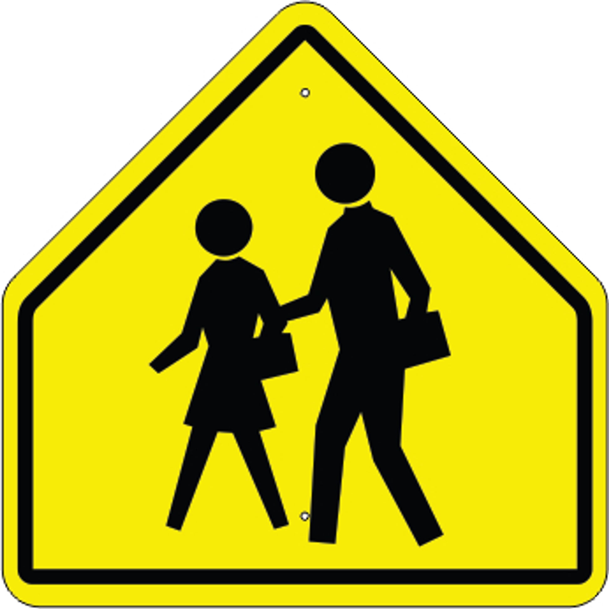 PEDESTRIANS SYMBOL - SCHOOL ZONE SIGN - PEDESTRIANS SYMBOL - SCHOOL ZONE SIGN, 30X30, Aluminum (.080) Diamond Grade Reflective