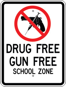 DRUG FREE GUN FREE PICTO SCHOOL ZONE - SCHOOL ZONE SIGN