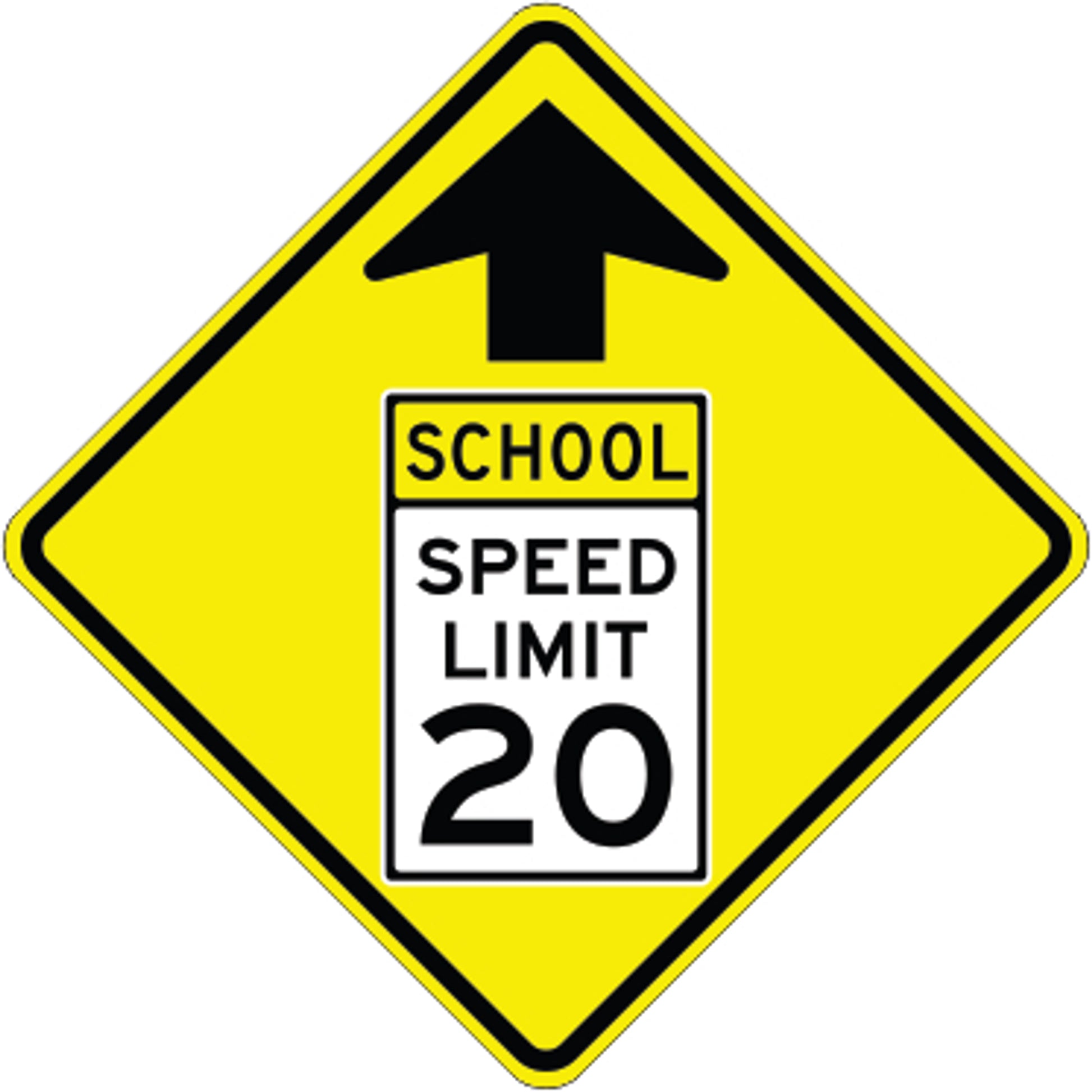 UP ARROW SCHOOL SPEED LIMIT SPECIFY SPEED LIMIT - UP ARROW SCHOOL SPEED LIMIT SPECIFY SPEED LIMIT, 30”, Aluminum (.080) Diamond Grade Reflective