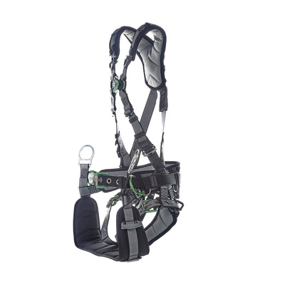 MSA V-FIT Tower Harness w/Back, Front & Side D-Rings - Tongue Buckle Leg and Belt Straps - Shoulder & Leg Padding - Extra Small - 10218041