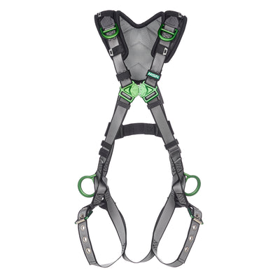 MSA V-FIT Harness w/Back, Side and Shoulder D-Rings - Tongue Buckle Leg Straps - Shoulder Padding - Super Extra Large - 10194943