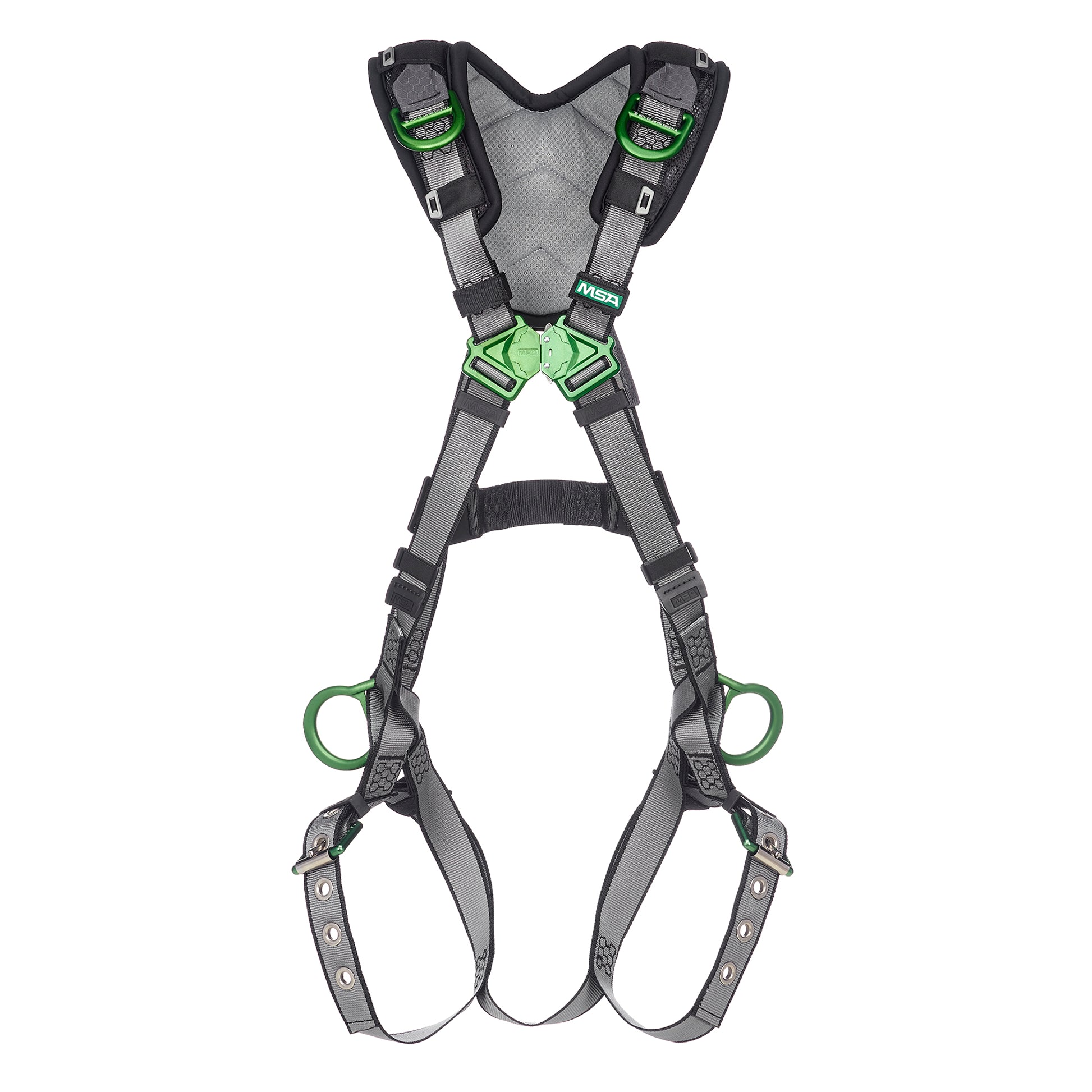 MSA V-FIT Harness w/Back, Side and Shoulder D-Rings - Tongue Buckle Leg Straps - Shoulder Padding - Standard - 10194941