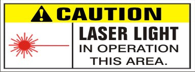 CAUTION WITH EXCLAMATION MARK HEADING LASER LIGHT IN OPERATION THIS