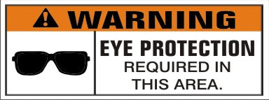 WARNING! WITH EXCLAMATION MARK SYMBOL EYE PROTECTION REQUIRED IN THIS