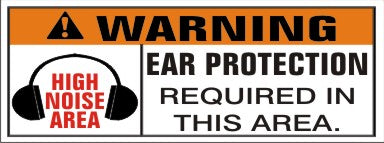 WARNING! WITH EXCLAMATION MARK SYMBOL EAR PROTECTION REQUIRED IN THIS