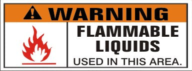 WARNING! WITH EXCLAMATION MARK SYMBOL FLAMMABLE LIQUIDS USED IN THIS