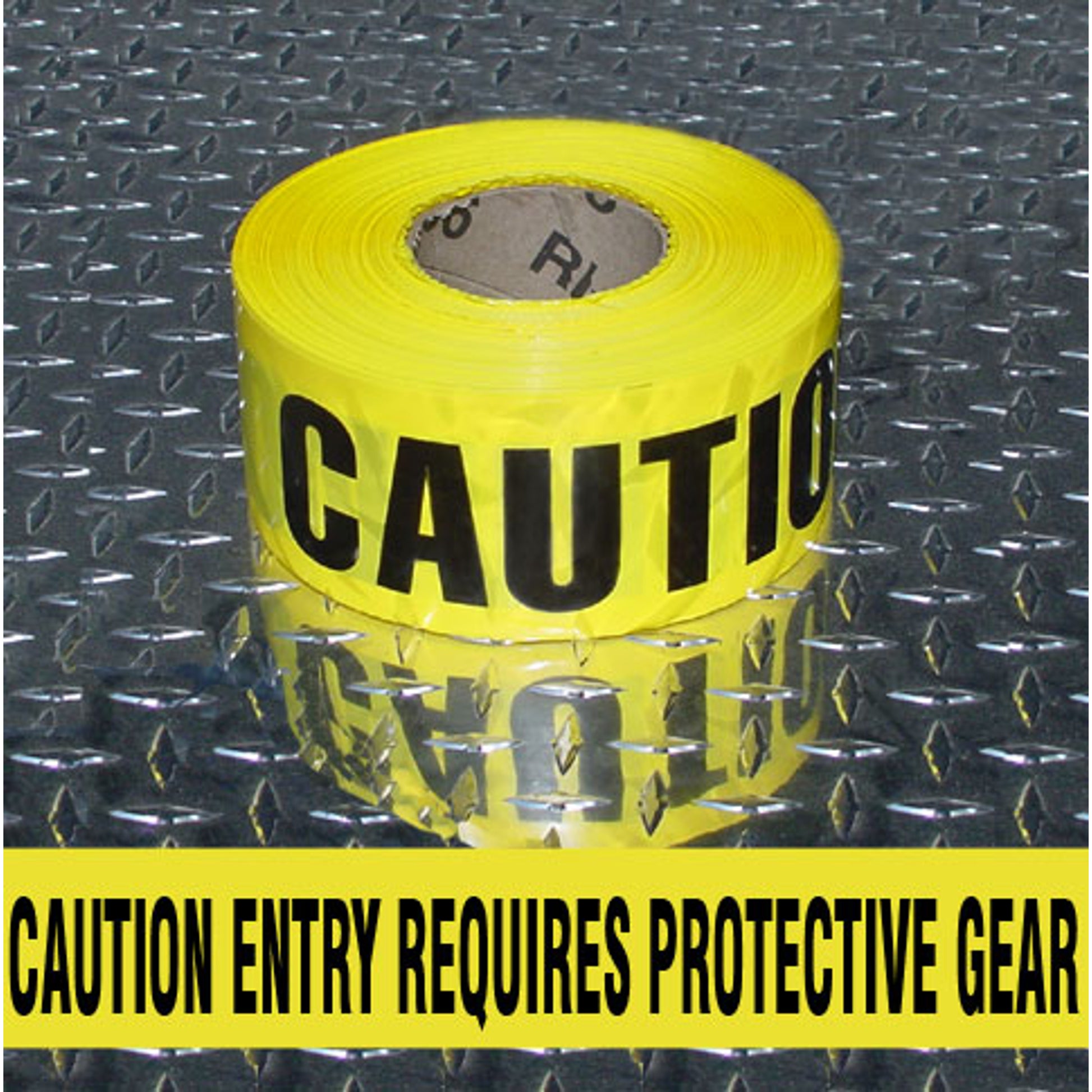 BARRICADE TAPE -  CAUTION ENTRY REQUIRES PROTECTIVE GEAR - BARRICADE TAPE -  CAUTION ENTRY REQUIRES PROTECTIVE GEAR, 3x1000,