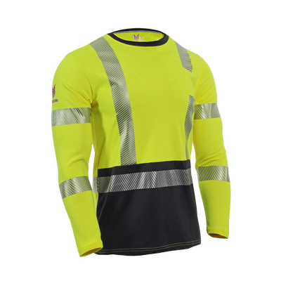 DRIFIRE FR Hi-Vis Long Sleeve Hybrid T-Shirt Class 3 - TEEY2LSHC301-_ _
