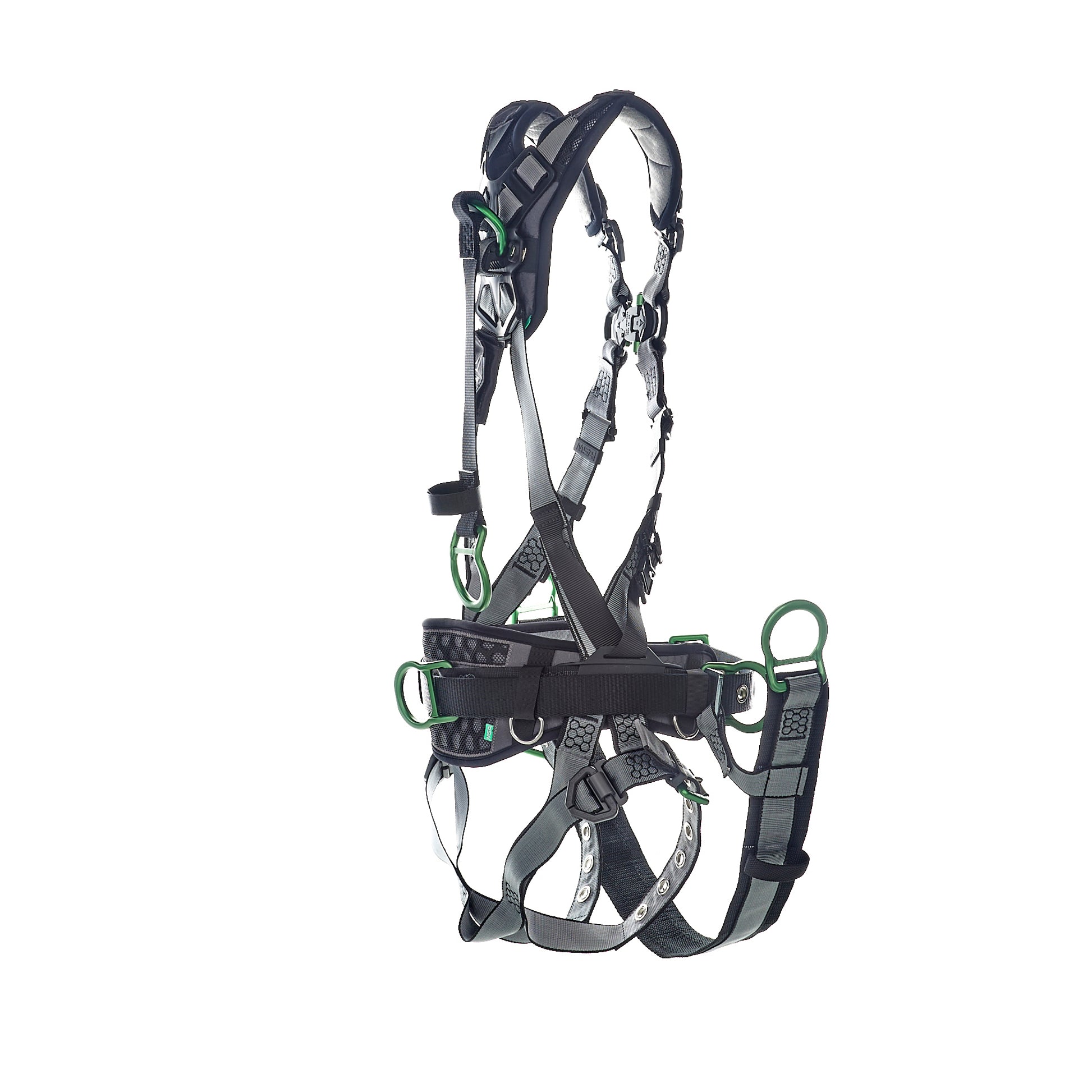 MSA V-FIT Derrick Harness w/Back, Front & Side D-Rings - Tongue Buckle Leg Straps - Shoulder Padding - Standard - 10195205