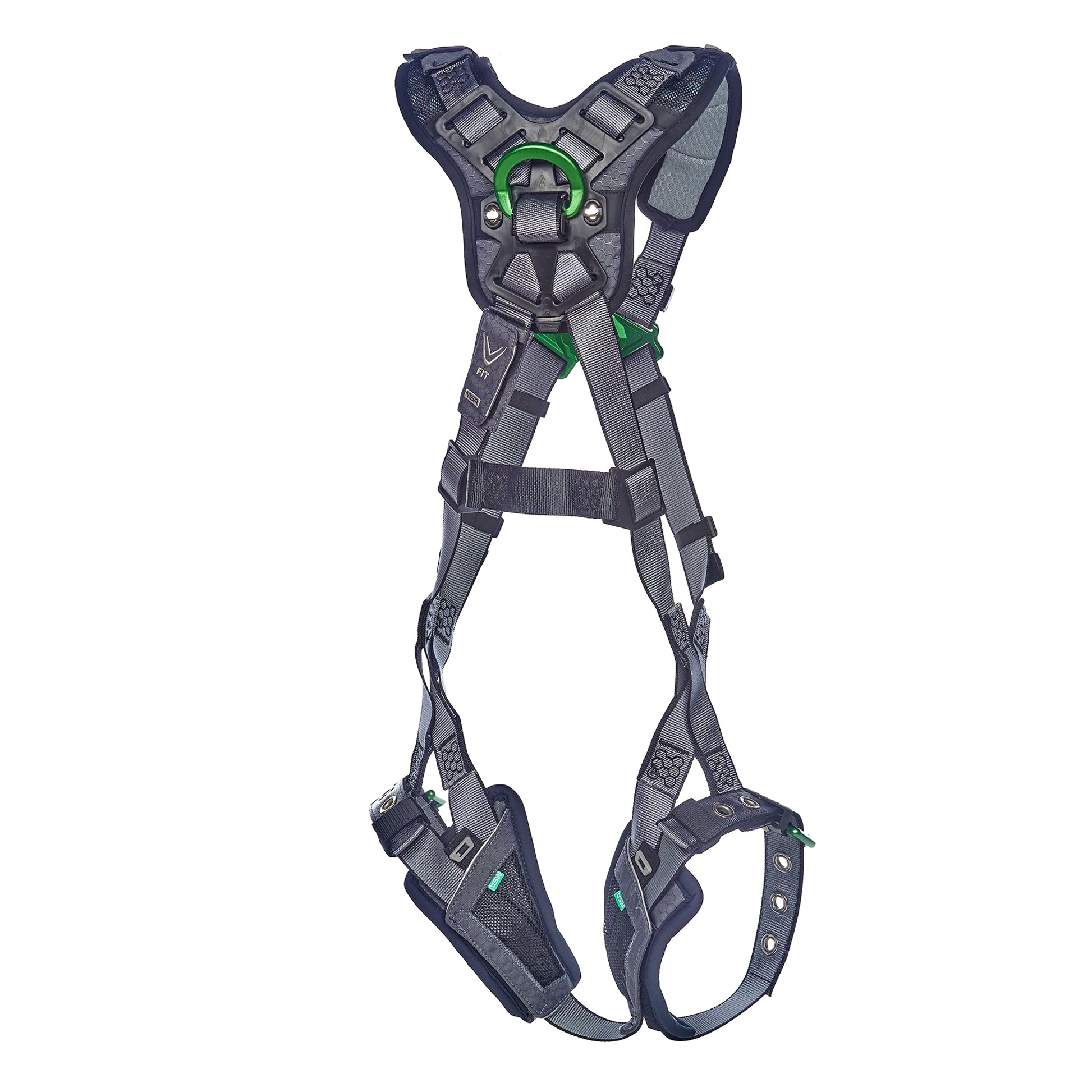 MSA V-FIT Harness w/Back & Shoulder D-Rings - Tongue Buckle Leg Straps - Shoulder & Leg Padding - Super Extra Large - 10195030