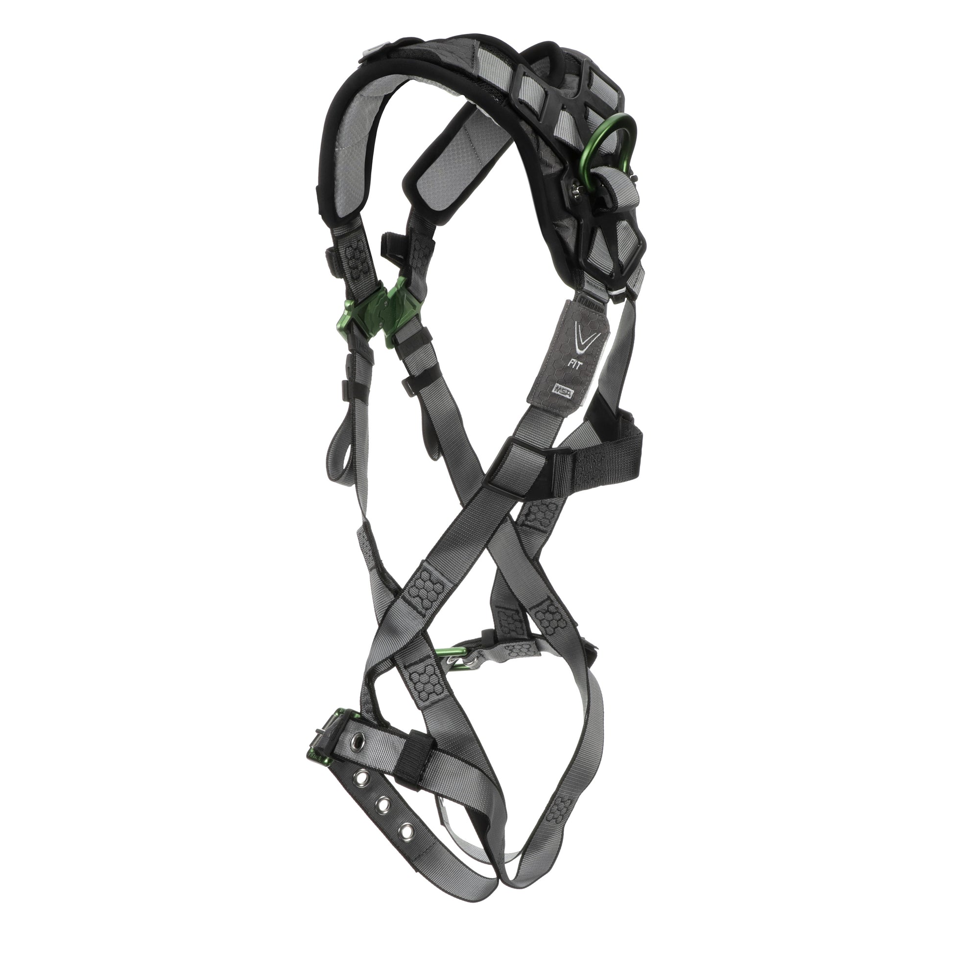 MSA V-FIT Harness w/Back D-Ring - Tongue Buckle Leg Straps - Shoulder Padding - Extra Large - 10194890