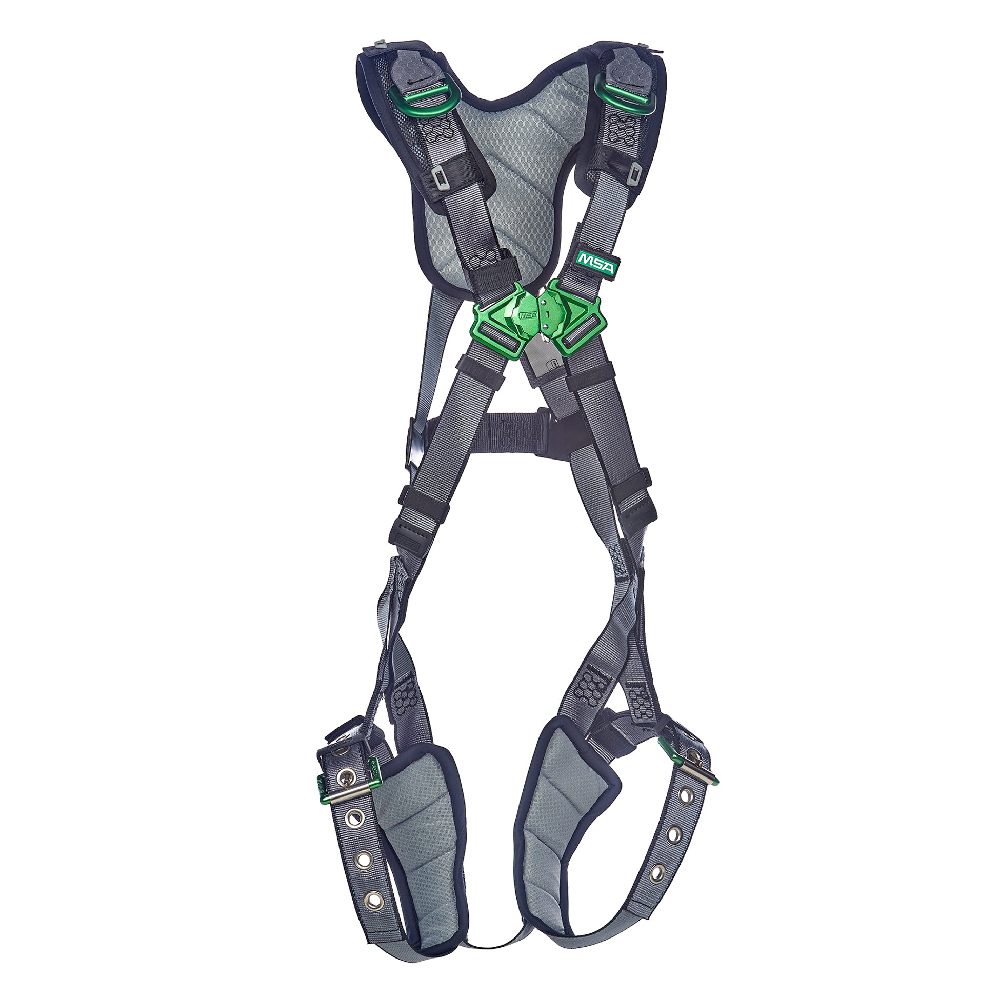MSA V-FIT Harness w/Back & Shoulder D-Rings - Tongue Buckle Leg Straps - Shoulder & Leg Padding - Super Extra Large - 10195030